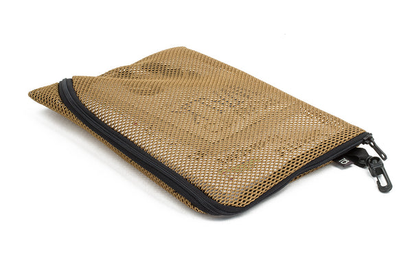 An A5 Ghost Whale Pouch in Coyote (tan) Mesh.